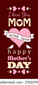 Happy Mother's Day greeting card, colorful text on  dark background, vector illustration, eps 10