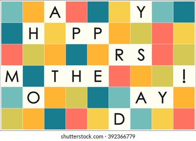 Happy mothers day greeting card. Minimal flat vector illustration for print or web.