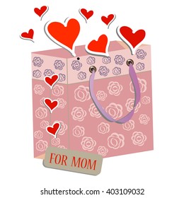 Happy Mother's Day. Greeting card. Gift bag. Vector.
