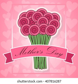 Happy Mother's Day greeting card with flowers. Vector illustration.