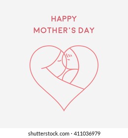Happy Mother's Day greeting card minimal flat design, vector illustration eps 10