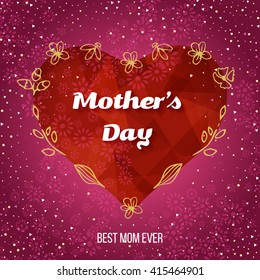 Happy Mother's Day Greeting Card. Mothers day card with heart background. 