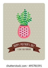 happy mother's day greeting card with plant graphic
