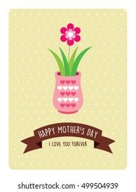 happy mother's day greeting card with plant graphic