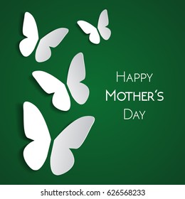 Happy Mother's Day greeting card with paper origami butterflies