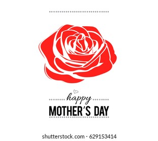 Happy Mother's day greeting card with red rose on it. Vector illustration for Mother's day