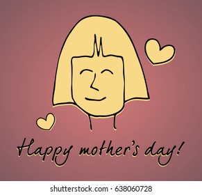 Happy Mother's Day, mothers day greeting card. Illustration drawing vector.