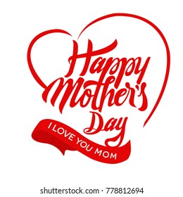 Happy mother's day greeting card celebration vector text ribbon illustrator