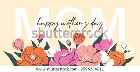 Happy Mother's Day greeting card, cover, poster, banner, vector illustration with beautiful blossom flowers.