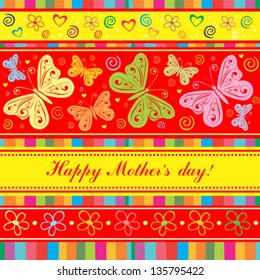 Happy Mother's Day! Greeting card.Celebration background with butterfly and place for your text. Vector Illustration