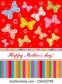 Happy Mother's Day! Greeting card.Celebration background with butterfly and place for your text. Vector Illustration