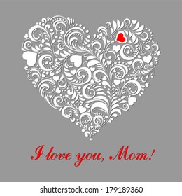 Happy Mother's Day! Greeting card.Celebration background with heart and place for your text. Vector Illustration 