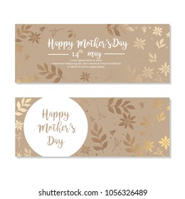 Happy Mothers Day greeting cards set with floral ornament. Vector illustration