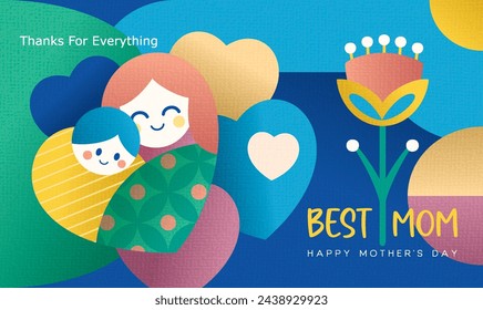 Happy Mother's Day greeting cards with beautiful blossom flowers. Vector background for banner, poster