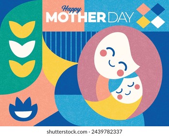 Happy Mother's Day greeting cards with beautiful blossom flowers. Vector background for banner, poster