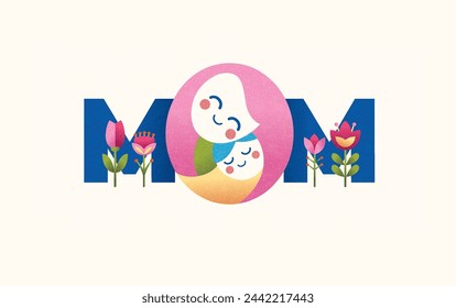 Happy Mother's Day greeting cards with beautiful blossom flowers. Vector background for banner, poster