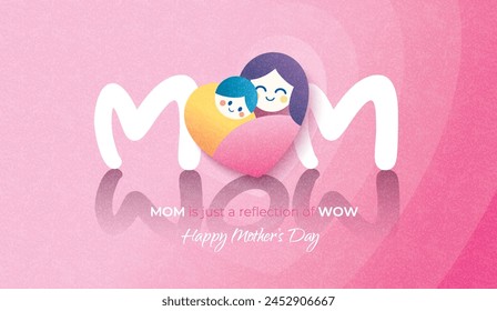 Happy Mother's Day greeting cards with beautiful blossom flowers in flat geometric style. Vector background for banner, poster