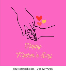 Happy Mother's Day greeting cards, Child Holding Mother's hand. Mother and child hand create bonded love and care on happy Mother's Day.