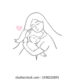 Happy Mother`s Day Greeting Card.Woman hold her daughter.