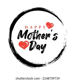 Happy mother's day greeting with heart shape love sign and happy mother's day calligraphy on white background.