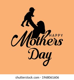 Happy mother's day greeting. Loving Mother rising his son up and makes him smile. Family holiday and togetherness. vector illustration design.
