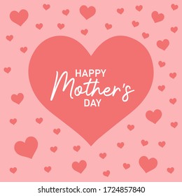 Happy Mothers Day Greeting Pink with heart Background Can be Used For Poster Banner Print