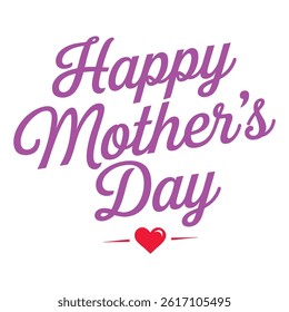 Happy Mother's Day Greeting with Pink Text and Red Heart