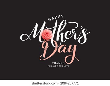 Happy mother's day greeting text vector design. Mother's day greeting typography in black elegant background for mommy celebration card. Vector Illustration.
 - Shutterstock ID 2084257771