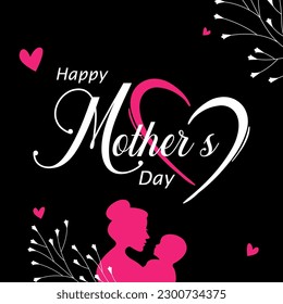 Happy mother's day greeting text vector design. Mother's day greeting typography in yellow elegant background for mommy celebration card. Vector Illustration.