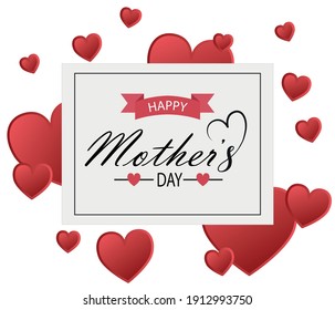 Happy Mother's Day greeting written with hand lettering. Typography design template for poster, banner, gift card, t-shirt print, label, badge. Vector illustration on a white background.
