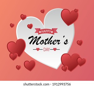 Happy Mother's Day greeting written with hand lettering. Typography design template for poster, banner, gift card, t-shirt print, label, badge. Vector illustration on a white background.