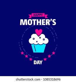 Happy Mother's day greetings card with unique design and blue th