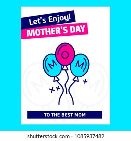 Happy Mother's day greetings card with unique design and blue th