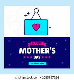 Happy Mother's day greetings card with unique design and blue th