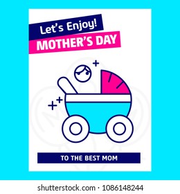 Happy Mother's day greetings card with unique design and blue th