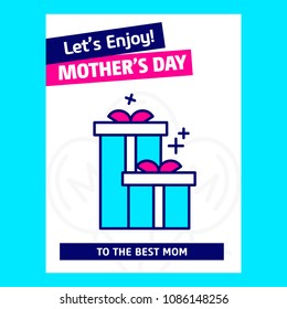 Happy Mother's day greetings card with unique design and blue th