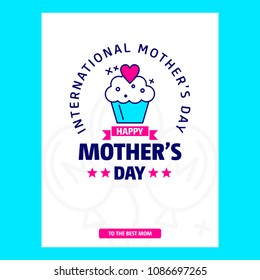 Happy Mother's day greetings card with unique design and blue theme