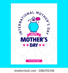 Happy Mother's day greetings card with unique design and blue th