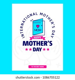 Happy Mother's day greetings card with unique design and blue th