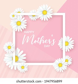 Happy Mother's Day greetings design with 3D roses background.