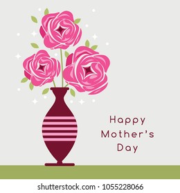 Happy Mother's Day greetings/ Vector art illustrations/ Floral background/ Graphic design/ Flower and vase vector