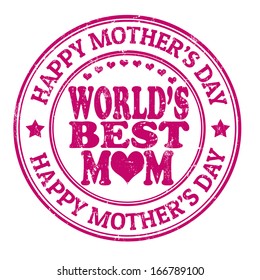 Happy mother's day grunge rubber stamp on white, vector illustration