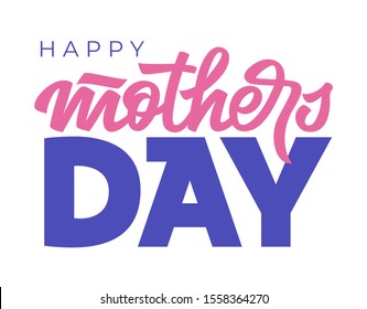 Happy mothers day hand drawn lettering. Modern brush calligraphy. Typography for t-shirt printing, graphic design, greeting cards, tattoo, holiday invitations.