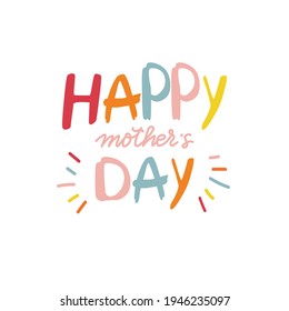 Happy Mothers Day hand drawn design in children style. Vector illustration