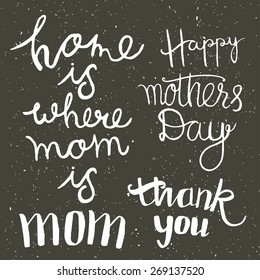 Happy mother's day hand drawn lettering motivating congratulation card 