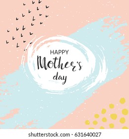 Happy Mother's Day - hand drawn calligraphy postcard. Holiday lettering for card, poster, banner, scrapbook, home decor, print textile. Vector ink illustration.