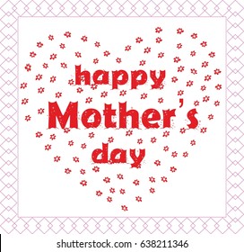 HAPPY MOTHER'S DAY, Hand drawn poster in watercolor with roses, hearts and flower.  Background for cards,  greeting. Happy Mother's Day decorated with flowers ,  Mother's Day Card ,  Mom I love you