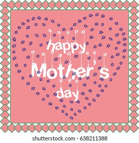 HAPPY MOTHER'S DAY, Hand drawn poster in watercolor with roses, hearts and flower.  Background for cards,  greeting. Happy Mother's Day decorated with flowers ,  Mother's Day Card ,  Mom I love you