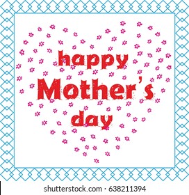 HAPPY MOTHER'S DAY, Hand drawn poster in watercolor with roses, hearts and flower.  Background for cards,  greeting. Happy Mother's Day decorated with flowers ,  Mother's Day Card ,  Mom I love you