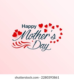 Happy mothers day hand lettering with heart shapes